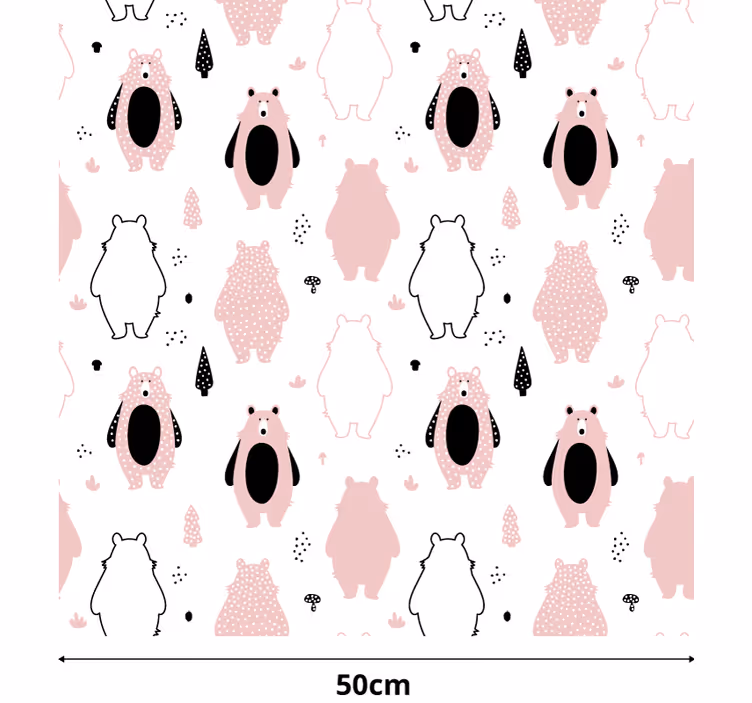Toile fenêtre chambre enfant ours roses - TenStickers