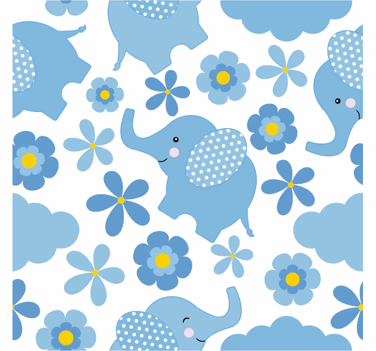 Toile fenêtre chambre enfant éléphants bleus - TenStickers
