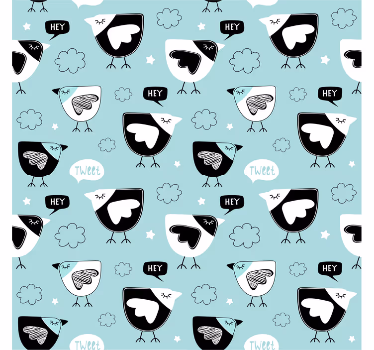 Toile fenêtre chambre enfant motif poules noires - TenStickers