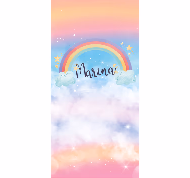 Toile fenêtre chambre enfant arc-en-ciel et nuages - TenStickers