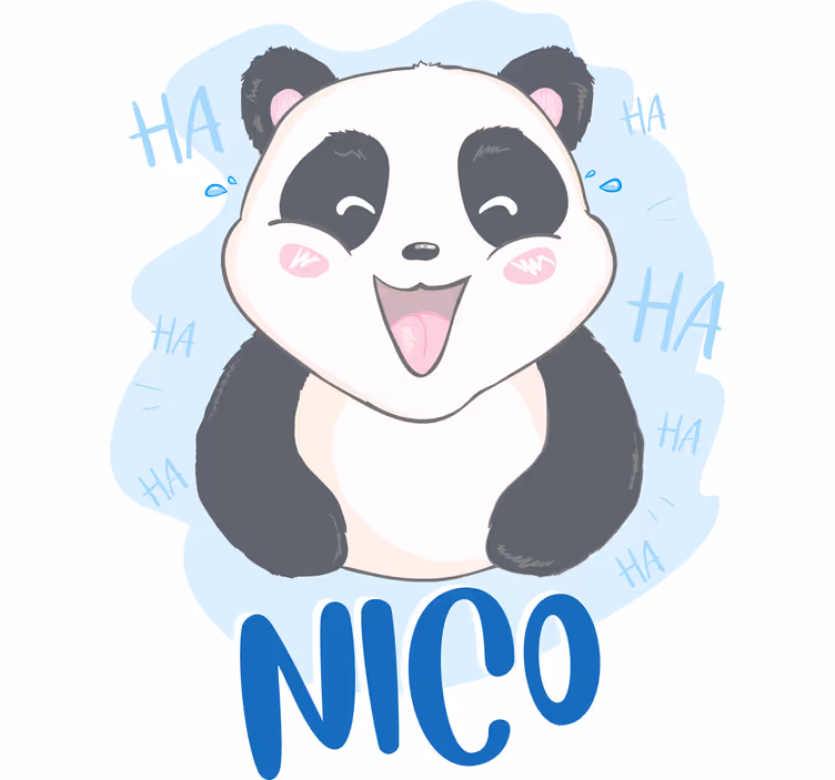 Toile fenêtre chambre enfant panda bébé surpris nom - TenStickers