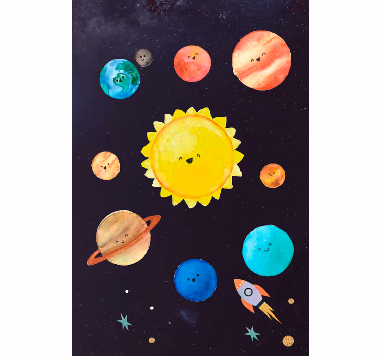 Toile fenêtre chambre enfant système solaire enfants - TenStickers