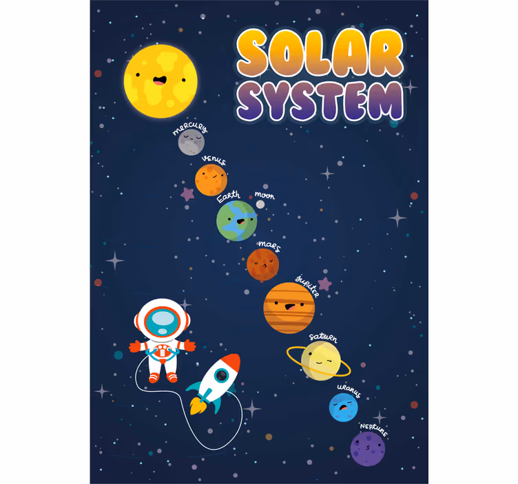 Toile fenêtre chambre enfant système solaire - TenStickers
