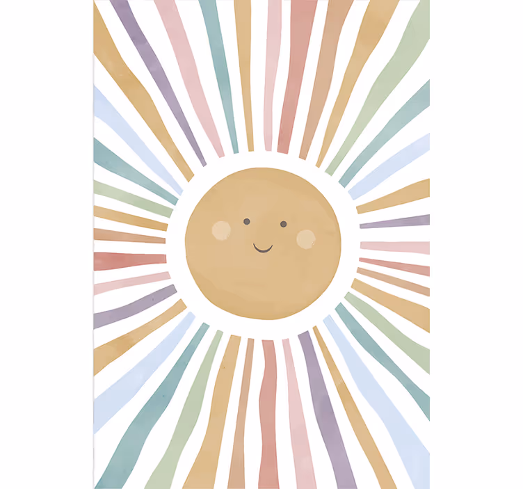 Toile fenêtre chambre enfant soleil joyeux - TenStickers