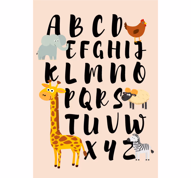 Toile fenêtre chambre enfant animaux jouant avec l'alphabet - TenStickers