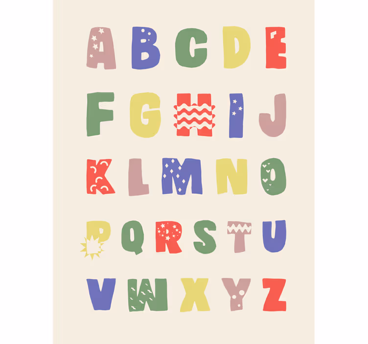 Toile fenêtre chambre enfant alphabet géométrique - TenStickers