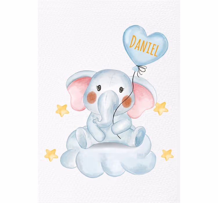Toile fenêtre chambre enfant éléphant mignon avec ballon - TenStickers