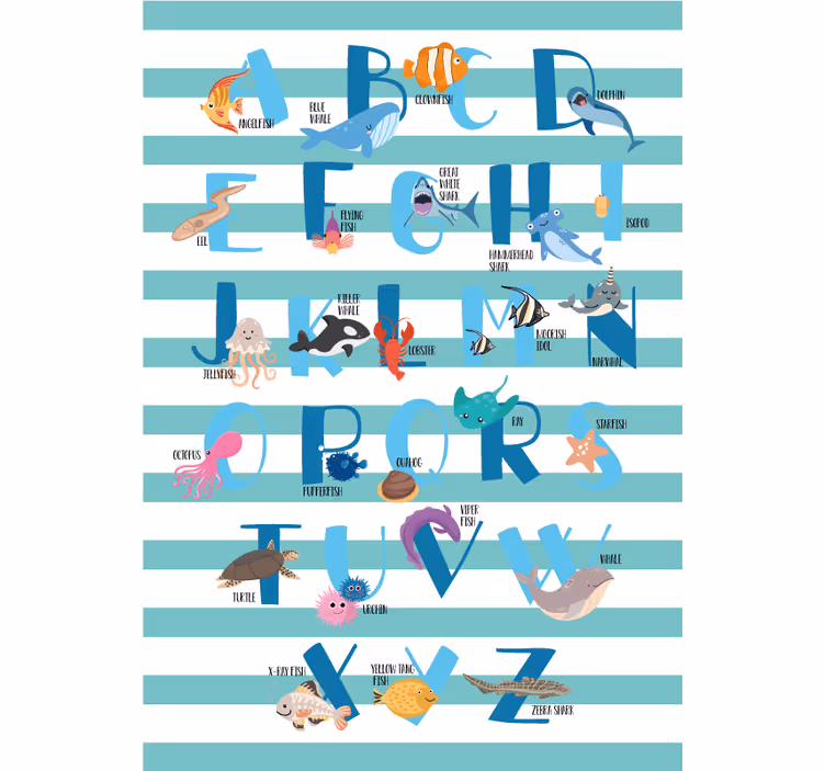 Toile fenêtre chambre enfant alphabet de l'océan - TenStickers