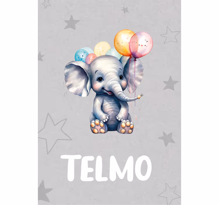 Toile fenêtre chambre enfant éléphant bébé avec ballons - TenStickers