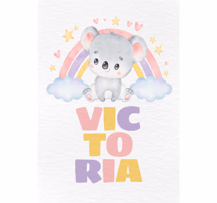 Toile fenêtre chambre enfant koala et arc-en-ciel - TenStickers