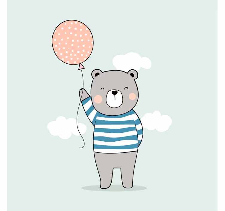 Toile fenêtre chambre enfant ours bébé avec ballon - TenStickers
