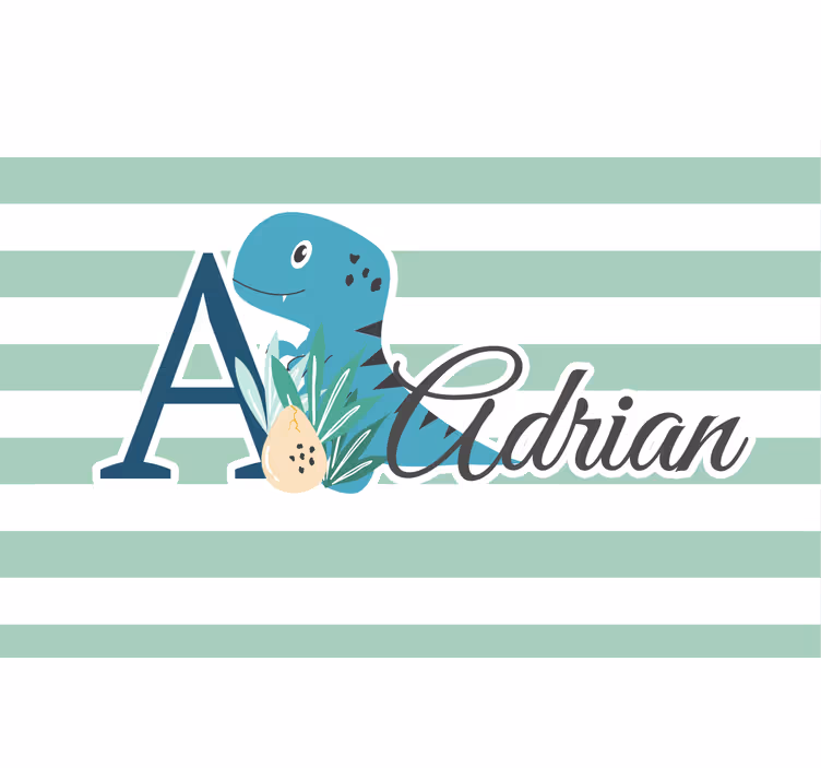 Toile fenêtre chambre enfant animaux dinosaures prénom - TenStickers