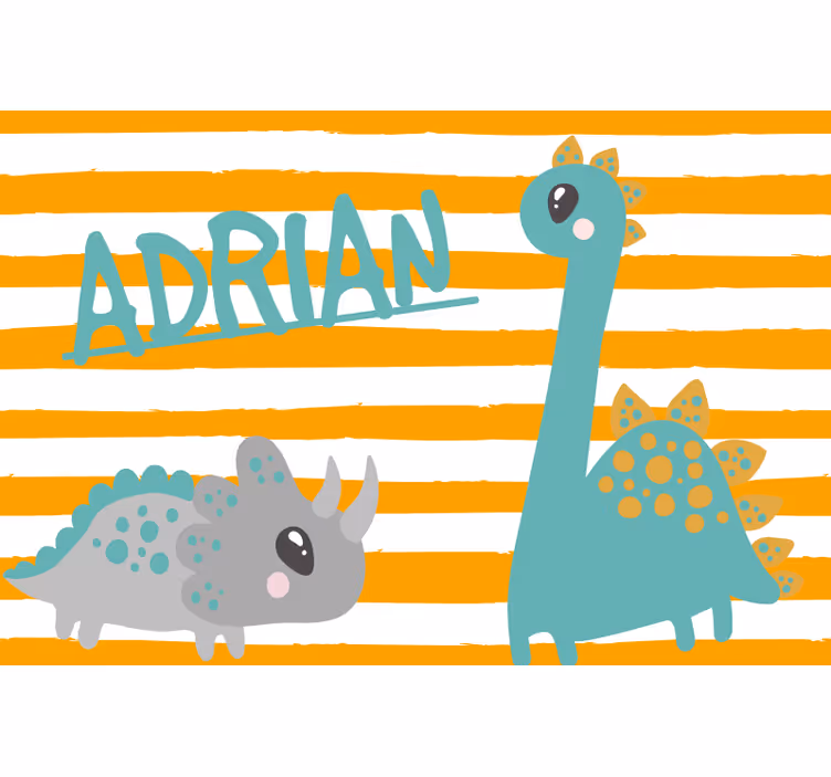 Toile fenêtre chambre enfant dinosaure bleu et orange - TenStickers