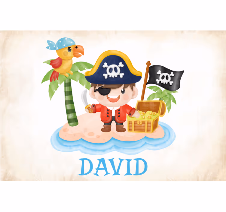 Toile fenêtre chambre enfant pirate en dessin animé - TenStickers