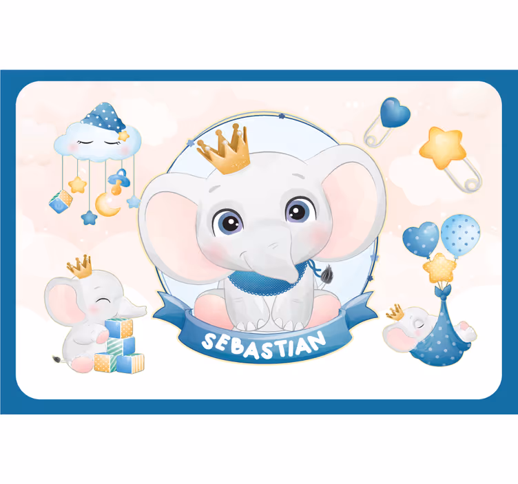 Toile fenêtre chambre enfant éléphant mignon garçon - TenStickers