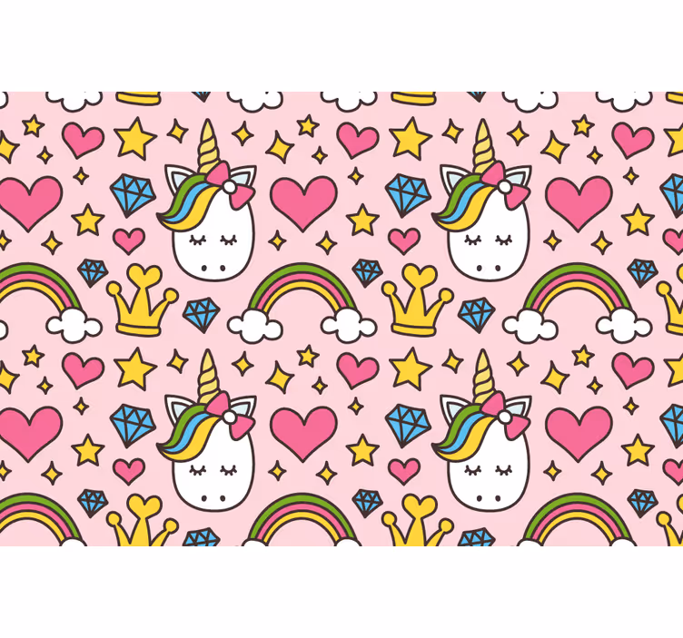 Toile fenêtre chambre enfant arc-en-ciel et licornes - TenStickers