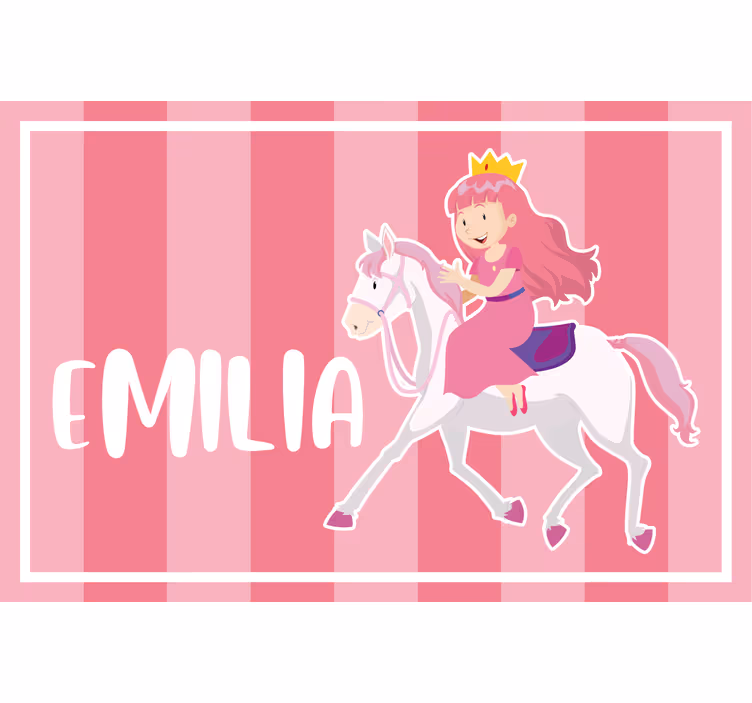 Toile fenêtre chambre enfant princesse rose à cheval - TenStickers