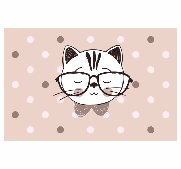 Toile fenêtre chambre enfant chat malin avec lunettes - TenStickers
