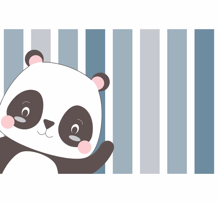 Toile fenêtre chambre enfant fond rayé panda heureux - TenStickers