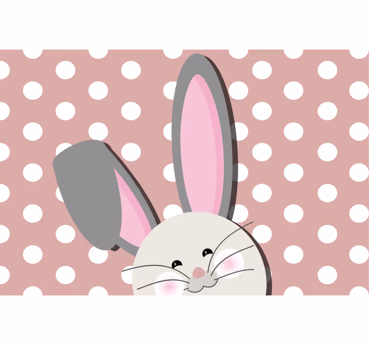 Toile fenêtre chambre enfant lapin avec une oreille levée - TenStickers