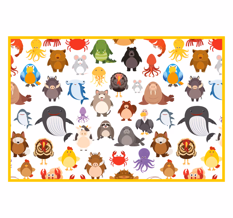 Toile fenêtre chambre enfant animaux sauvages en couleurs - TenStickers