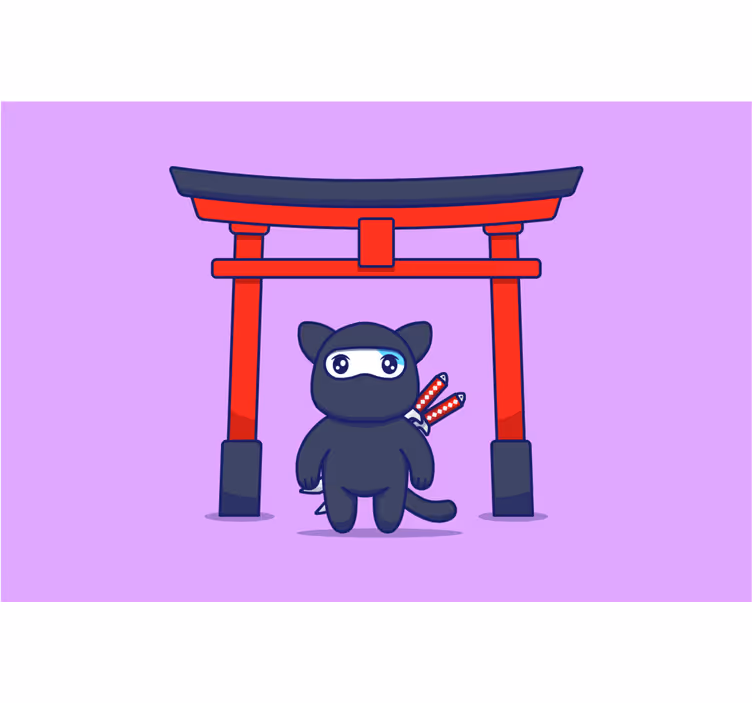 Toile fenêtre chambre enfant chat ninja - TenStickers