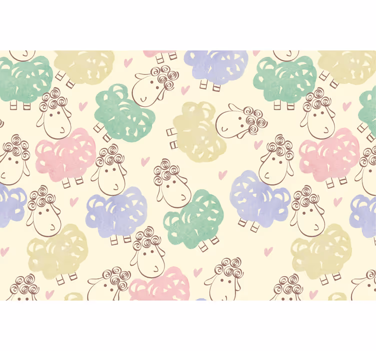 Toile fenêtre chambre enfant motif gribouillage mouton - TenStickers