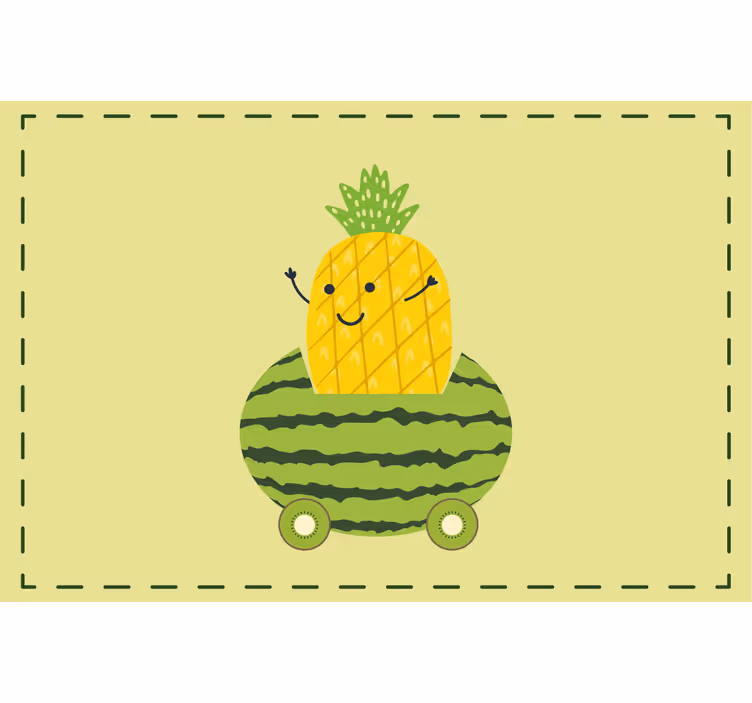 Toile fenêtre chambre enfant motif ananas drôle en voiture - TenStickers