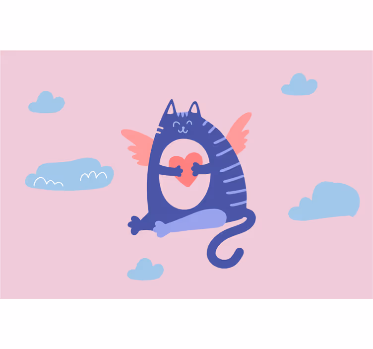 Toile fenêtre chambre enfant chat volant adorable - TenStickers