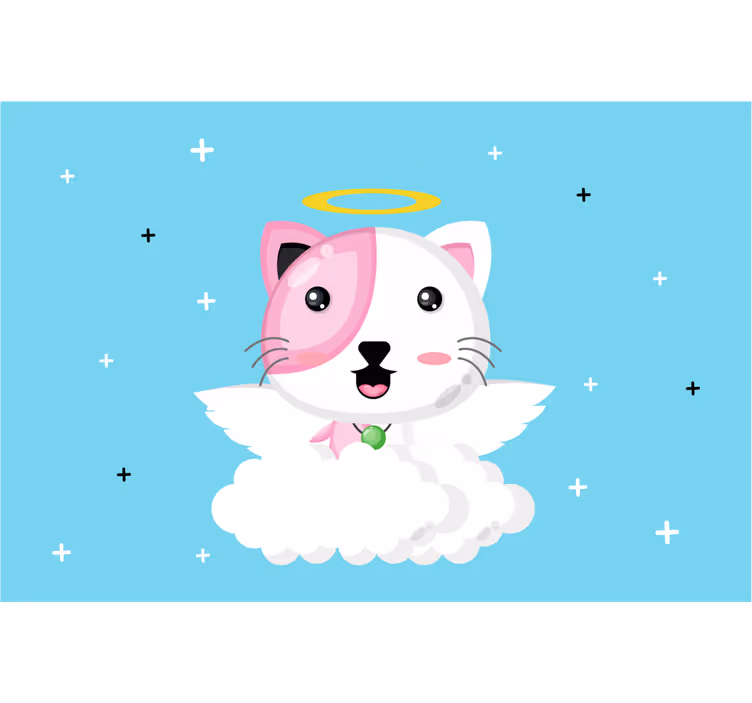 Toile fenêtre chambre enfant chat angélique - TenStickers