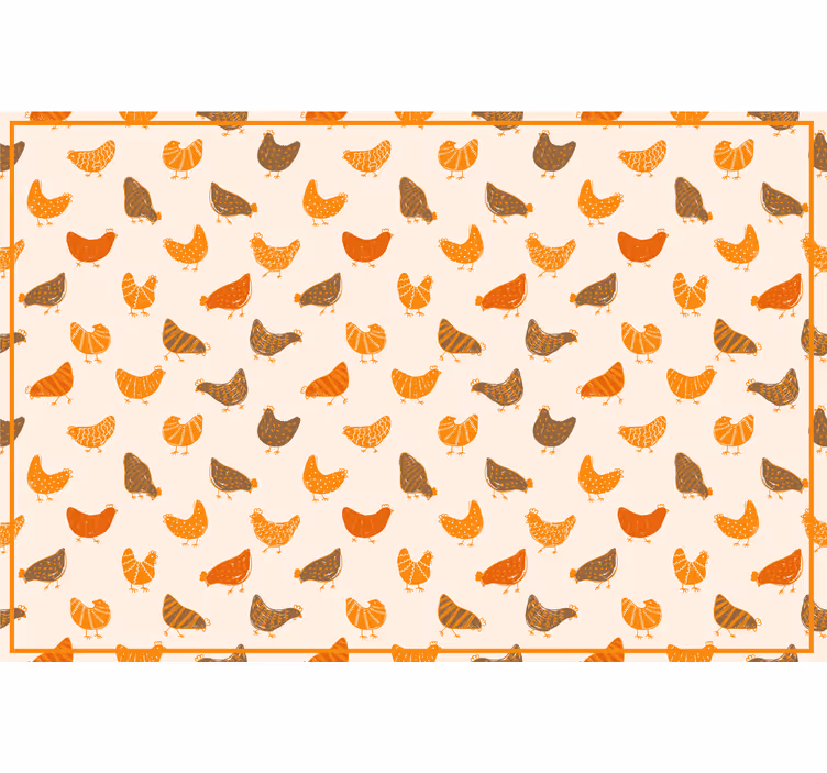 Toile fenêtre chambre enfant motif poule orange - TenStickers