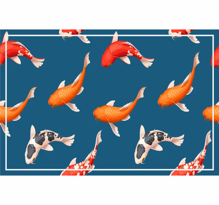 Toile fenêtre chambre enfant motif de poissons koi bleu - TenStickers