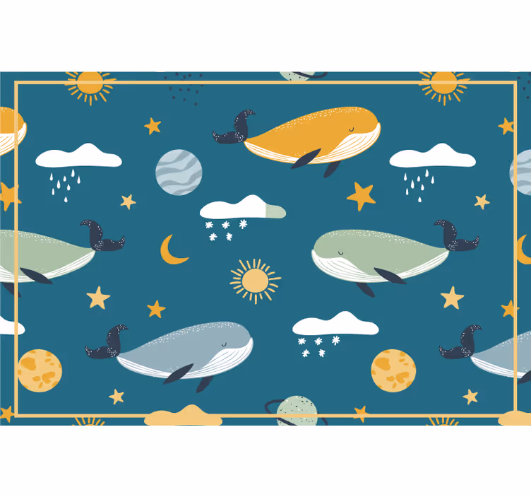 Toile fenêtre chambre enfant motif de baleines tendance - TenStickers