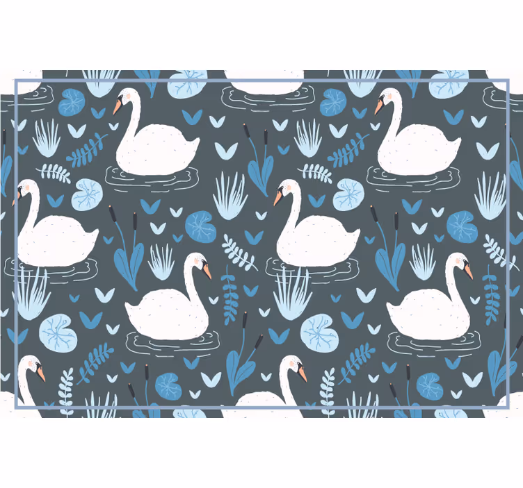Toile fenêtre chambre enfant motif élégant de cygnes blancs - TenStickers