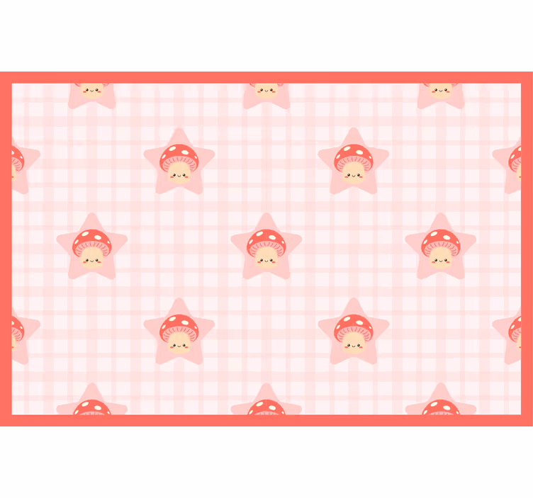 Toile fenêtre chambre enfant motif champignons roses - TenStickers