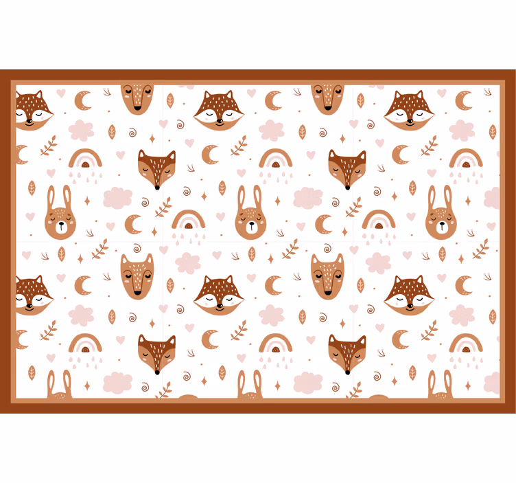 Toile fenêtre chambre enfant animaux bruns et arcs-en-ciel - TenStickers