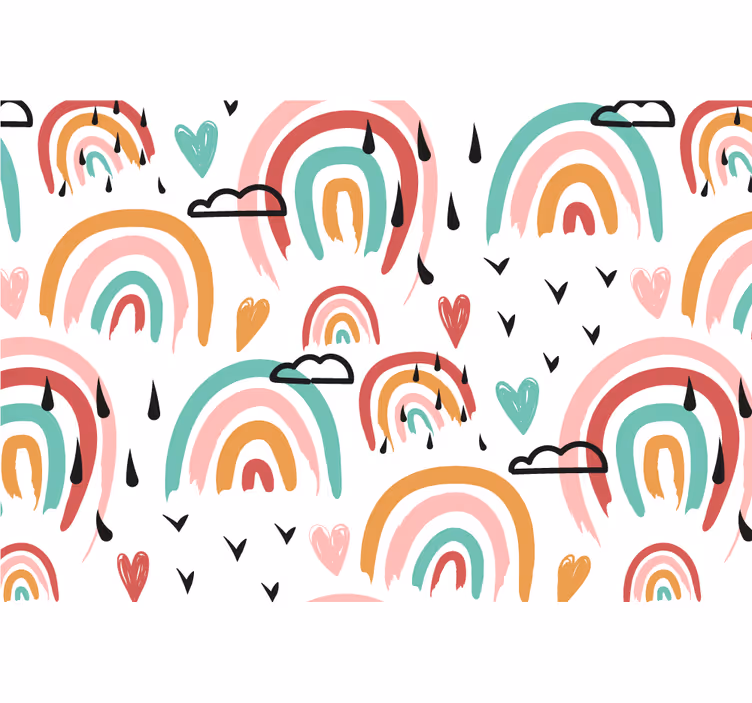 Toile fenêtre chambre enfant motif arcs-en-ciel aquarelle - TenStickers