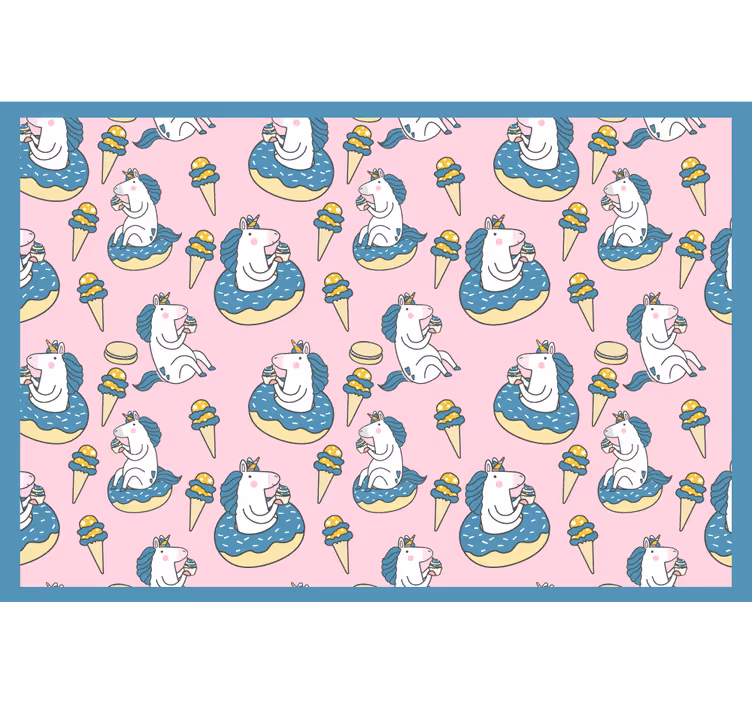Toile fenêtre chambre enfant licornes et cônes de glace - TenStickers