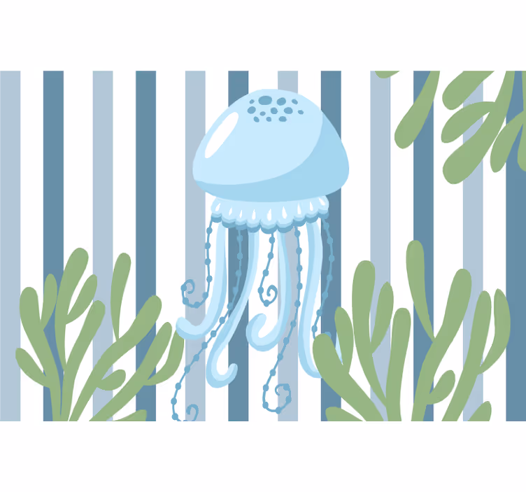 Toile fenêtre chambre enfant créatures marines bleues - TenStickers