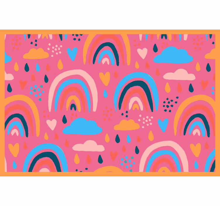Toile fenêtre chambre enfant arcs-en-ciel minimalistes rose - TenStickers