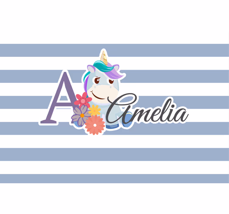 Toile fenêtre chambre enfant animaux mignons licorne nom - TenStickers