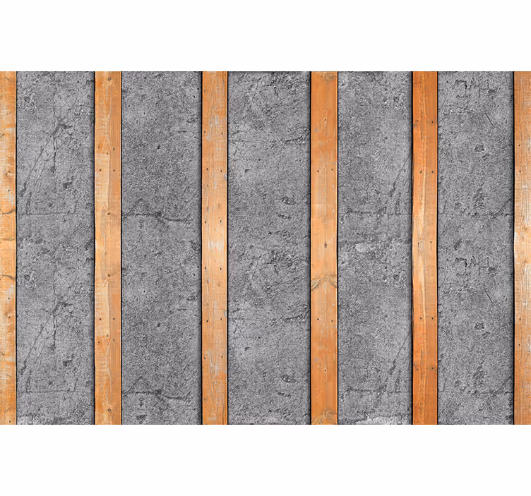 Toile fenêtre cuisine planches en bois sur béton - TenStickers