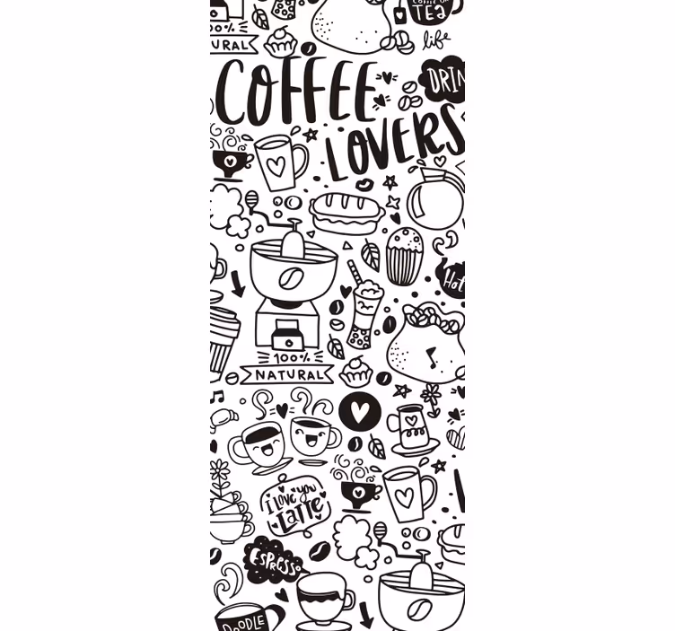 Toile fenêtre cuisine dessins translucides café - TenStickers