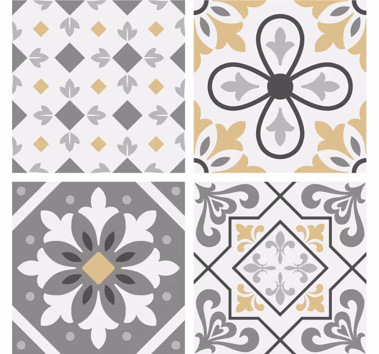 Toile fenêtre cuisine carreaux ciment amiaz - TenStickers