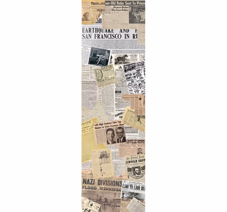 Toile fenêtre cuisine avec motifs de journaux décoratifs - TenStickers