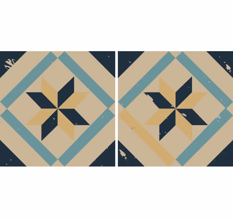 Toile fenêtre cuisine design élégant carreaux ciment - TenStickers