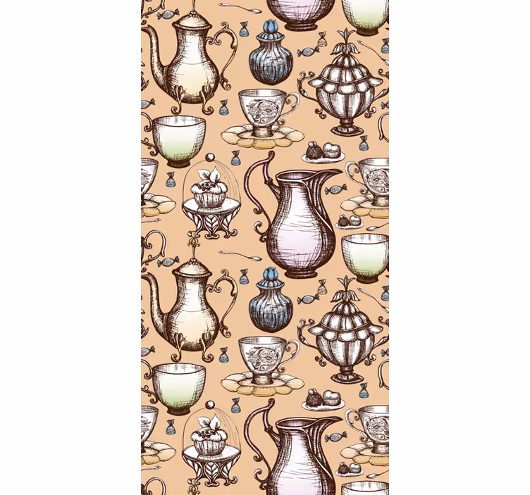 Toile fenêtre cuisine collection de théières - TenStickers