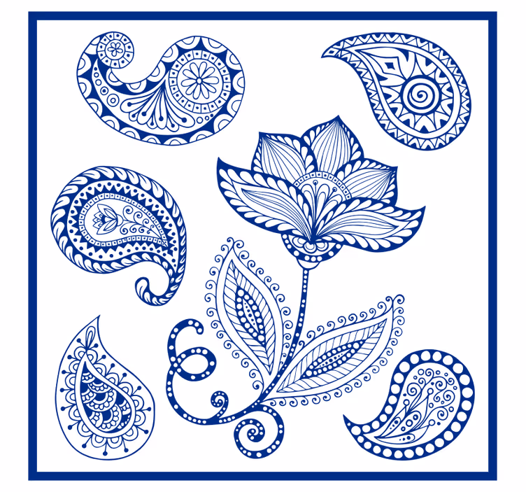 Toile fenêtre cuisine motifs paisley et fleurs - TenStickers