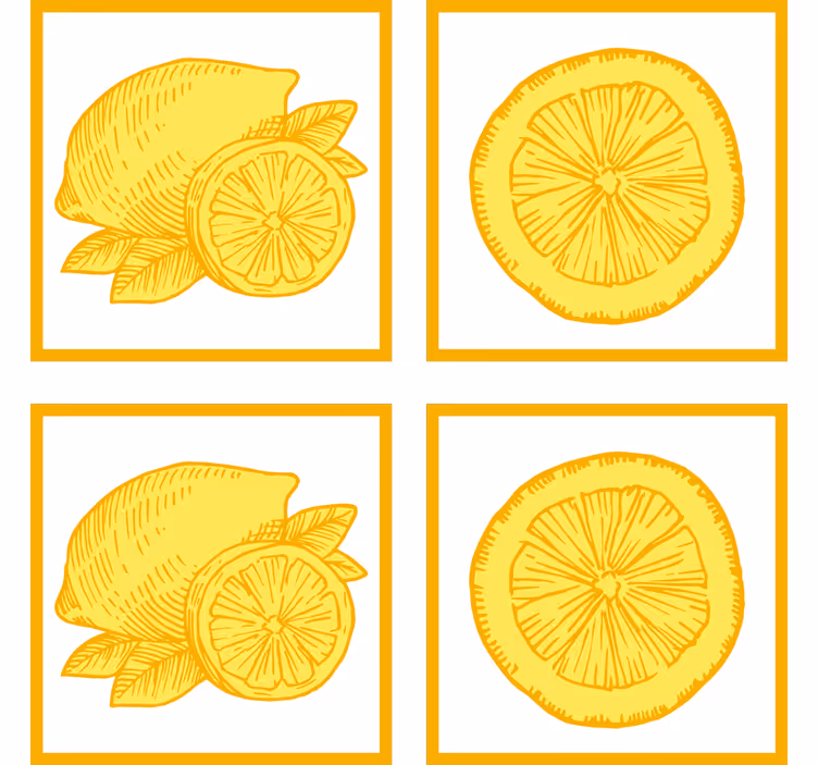Toile fenêtre cuisine croquis d'orange et de citron - TenStickers