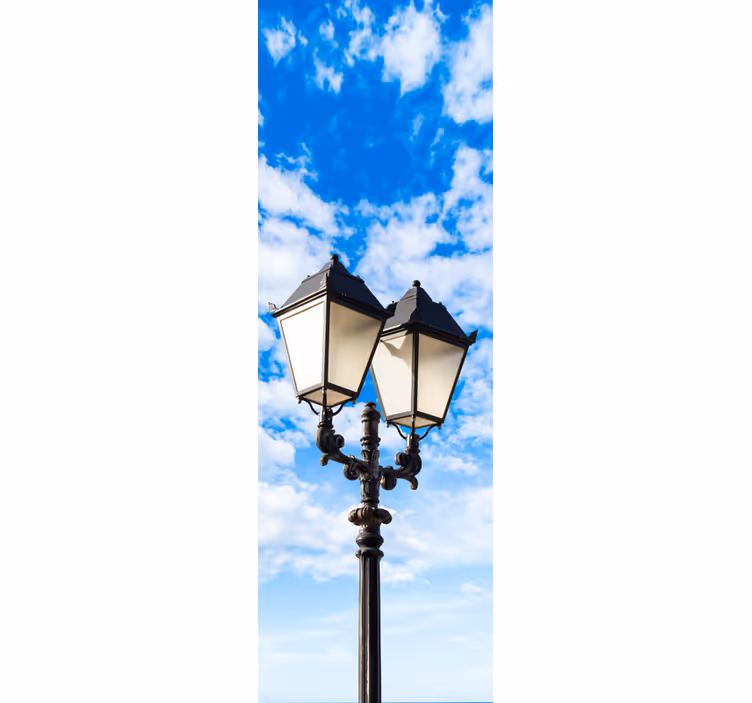 Toile fenêtre cuisine lampadaire et nuages - TenStickers
